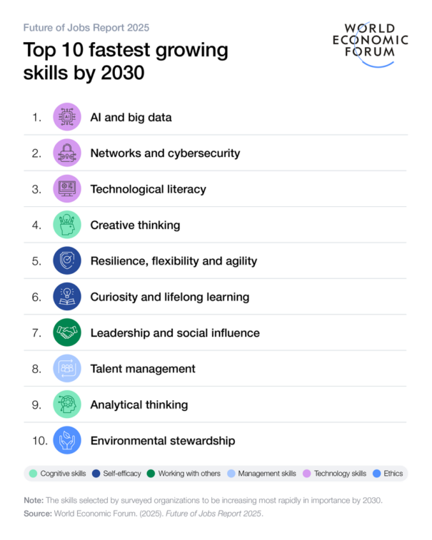 List of the Top 10 Fasted Growing Jobs by 2030 from the World Economic Forum 2025 Future Jobs Report